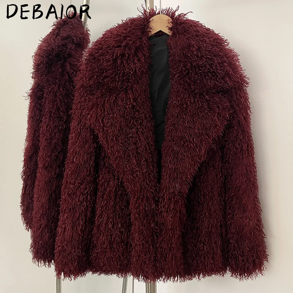 DEBAIOR New Winter Clothes Women Fashion Faux Mongolia Sheep Fur Coat Warm Fake Fur Jacket Long Sleeve Artificial Fur Overcoat