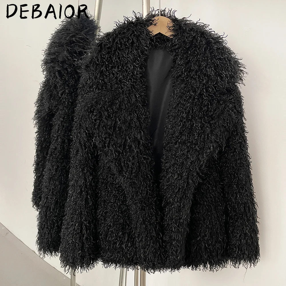 DEBAIOR New Winter Clothes Women Fashion Faux Mongolia Sheep Fur Coat Warm Fake Fur Jacket Long Sleeve Artificial Fur Overcoat