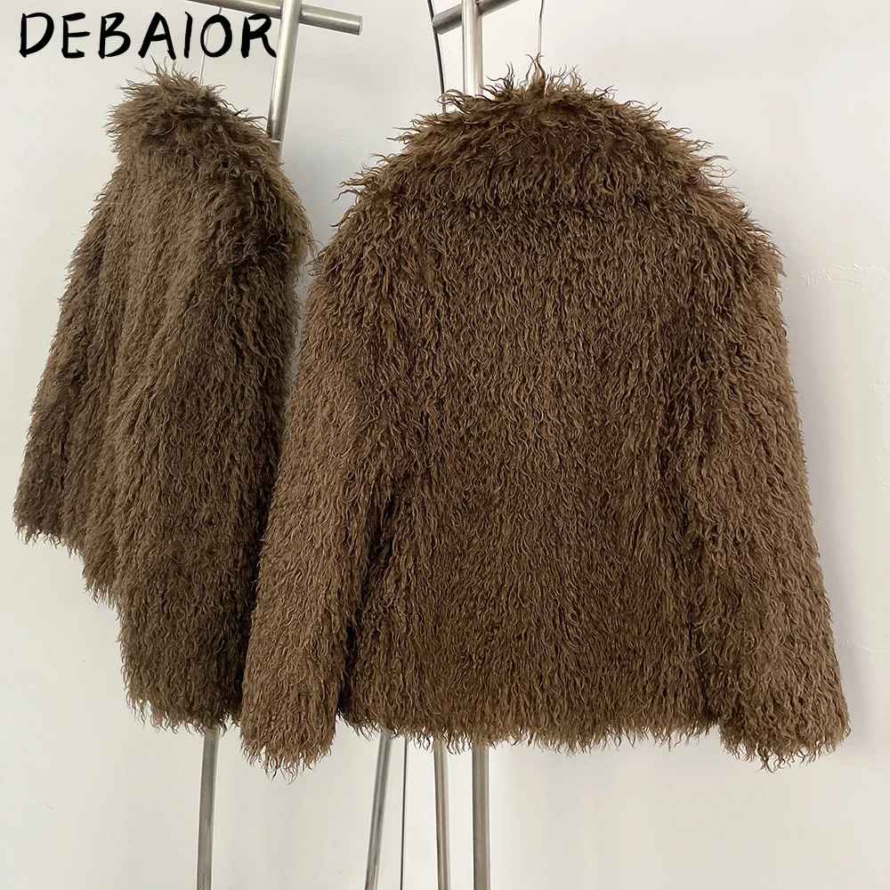 DEBAIOR New Winter Clothes Women Fashion Faux Mongolia Sheep Fur Coat Warm Fake Fur Jacket Long Sleeve Artificial Fur Overcoat