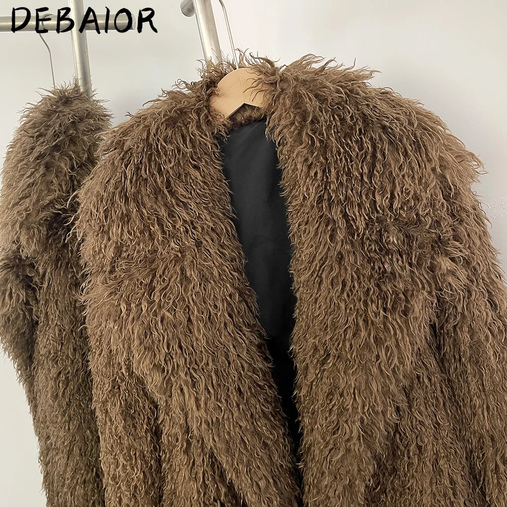 DEBAIOR New Winter Clothes Women Fashion Faux Mongolia Sheep Fur Coat Warm Fake Fur Jacket Long Sleeve Artificial Fur Overcoat