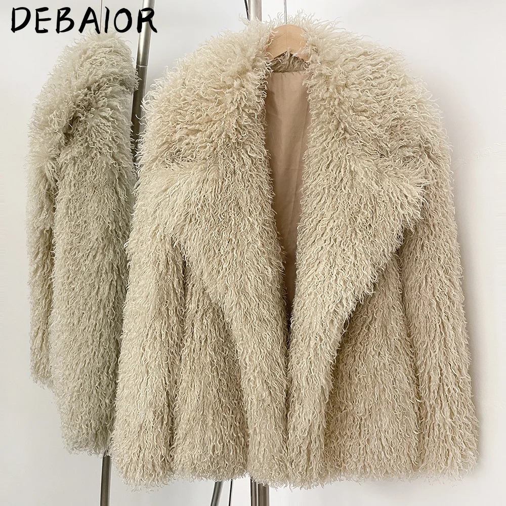 DEBAIOR New Winter Clothes Women Fashion Faux Mongolia Sheep Fur Coat Warm Fake Fur Jacket Long Sleeve Artificial Fur Overcoat