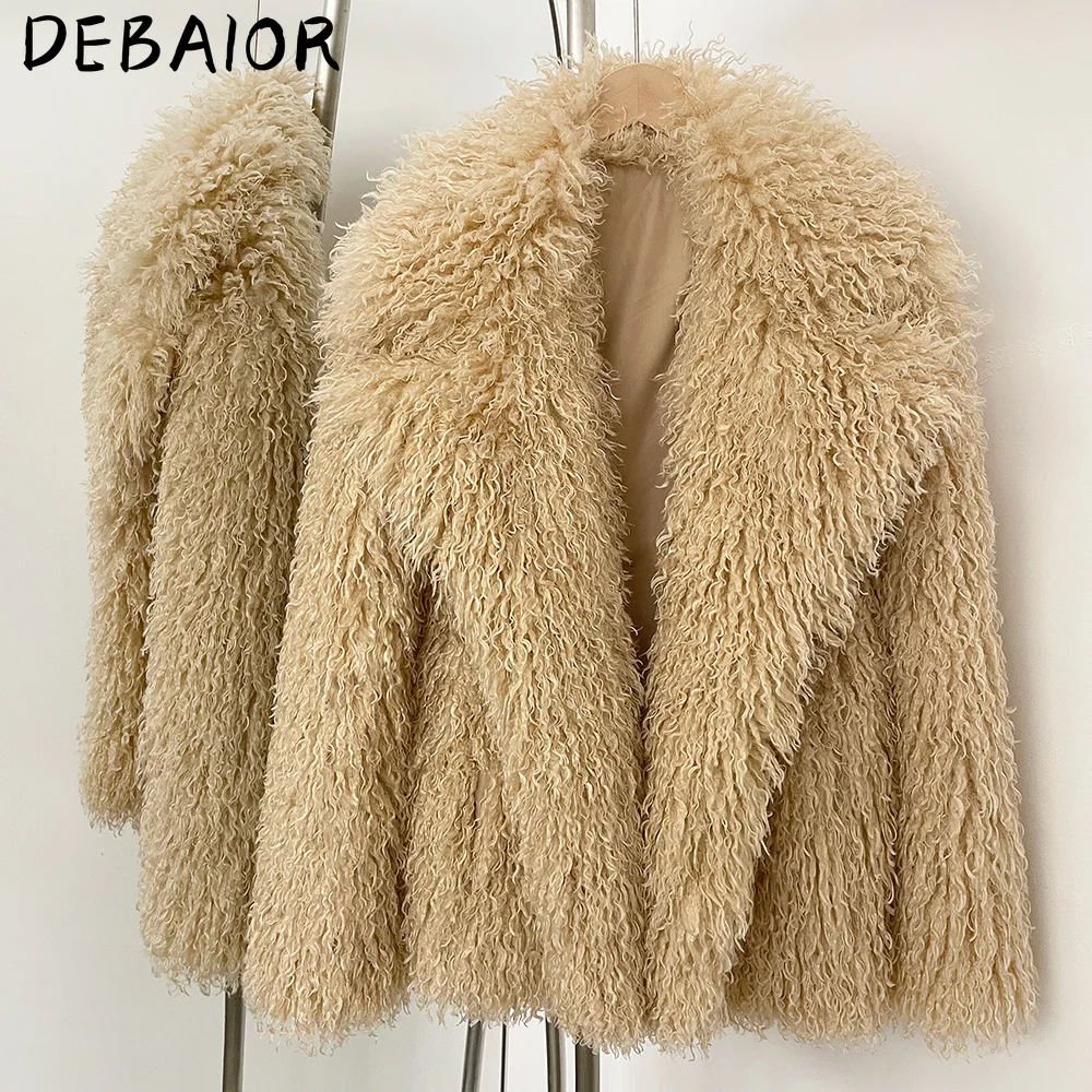 DEBAIOR New Winter Clothes Women Fashion Faux Mongolia Sheep Fur Coat Warm Fake Fur Jacket Long Sleeve Artificial Fur Overcoat