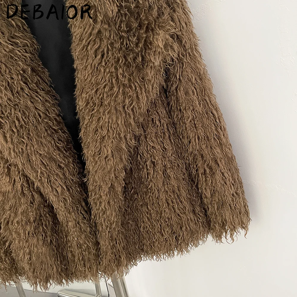 DEBAIOR New Winter Clothes Women Fashion Faux Mongolia Sheep Fur Coat Warm Fake Fur Jacket Long Sleeve Artificial Fur Overcoat