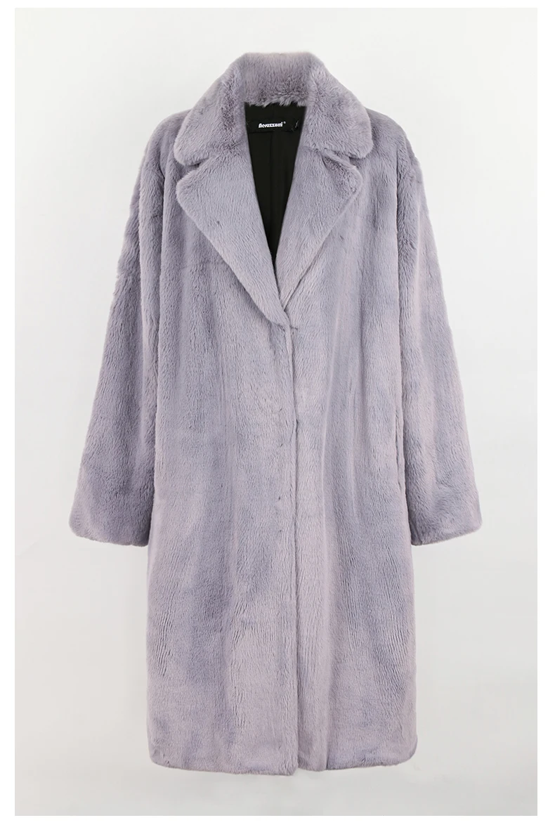 Nerazzurri Winter Clothes Women 2022 Long Thick Warm Soft Colored Fluffy Big Size Faux Rex Rabbit Fur Coat Women Lapel 4xl 5xl