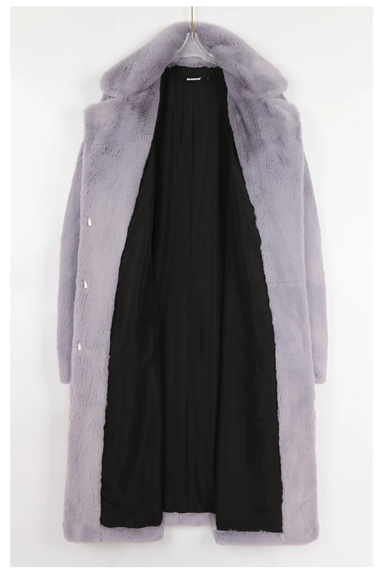 Nerazzurri Winter Clothes Women 2022 Long Thick Warm Soft Colored Fluffy Big Size Faux Rex Rabbit Fur Coat Women Lapel 4xl 5xl