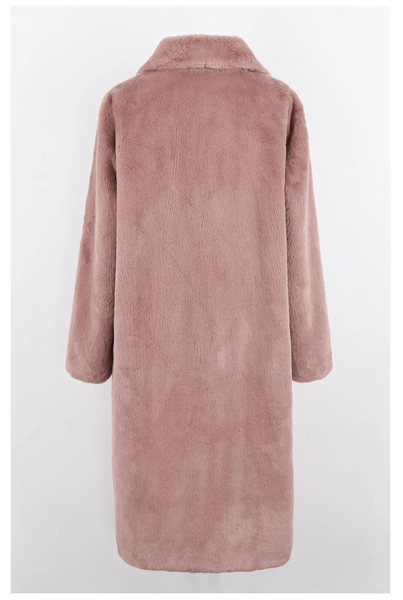 Nerazzurri Winter Clothes Women 2022 Long Thick Warm Soft Colored Fluffy Big Size Faux Rex Rabbit Fur Coat Women Lapel 4xl 5xl