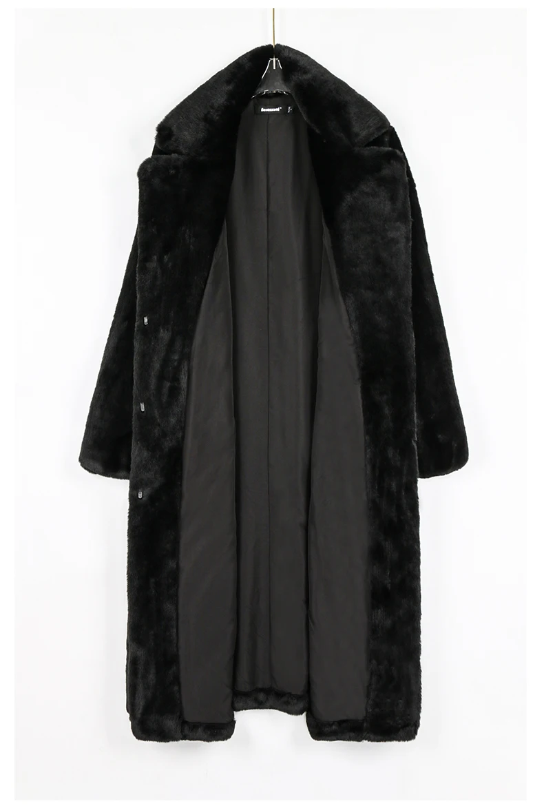Nerazzurri Winter Clothes Women 2022 Long Thick Warm Soft Colored Fluffy Big Size Faux Rex Rabbit Fur Coat Women Lapel 4xl 5xl