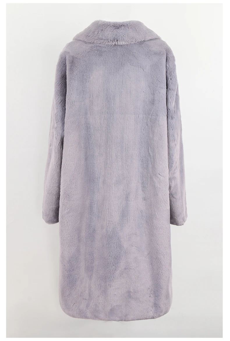 Nerazzurri Winter Clothes Women 2022 Long Thick Warm Soft Colored Fluffy Big Size Faux Rex Rabbit Fur Coat Women Lapel 4xl 5xl