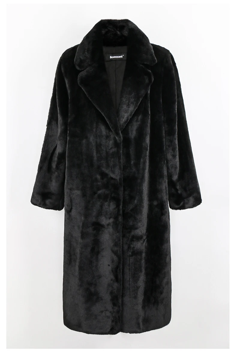Nerazzurri Winter Clothes Women 2022 Long Thick Warm Soft Colored Fluffy Big Size Faux Rex Rabbit Fur Coat Women Lapel 4xl 5xl