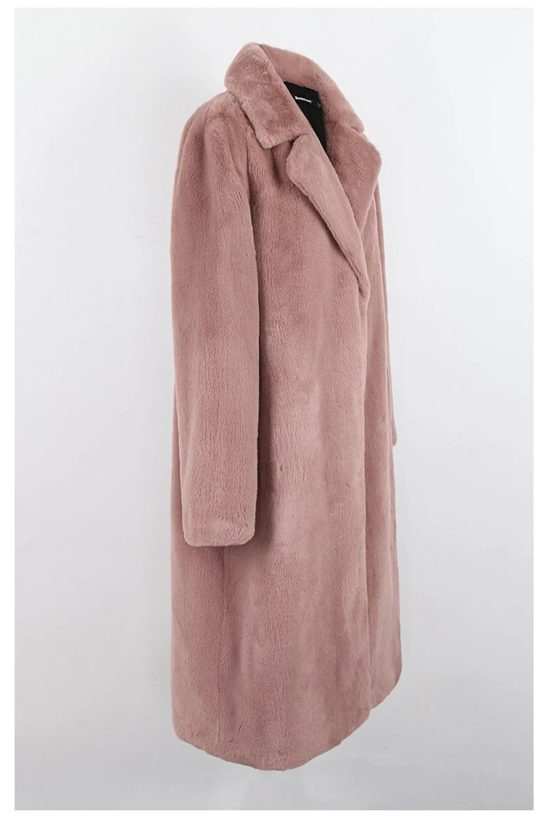 Nerazzurri Winter Clothes Women 2022 Long Thick Warm Soft Colored Fluffy Big Size Faux Rex Rabbit Fur Coat Women Lapel 4xl 5xl