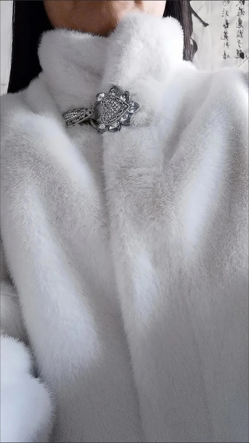 Winter New Mink-Like Coat Women Fur Jacket Thickened Stand-UP Collar Outwear Short Mink Velvet Overcoat Female Fashion Tide Tops