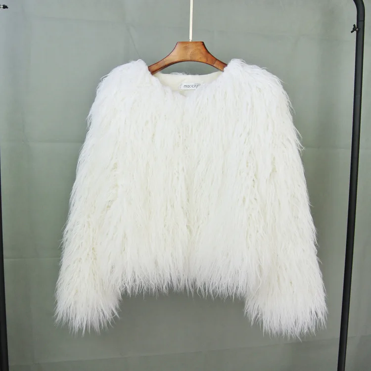 Fluffy Fur Coat Colorful Streetwear Women Faux Fur Jacket Big Size Women Clothing Sheepskin Coat Long Sleeve Chic Short Coat