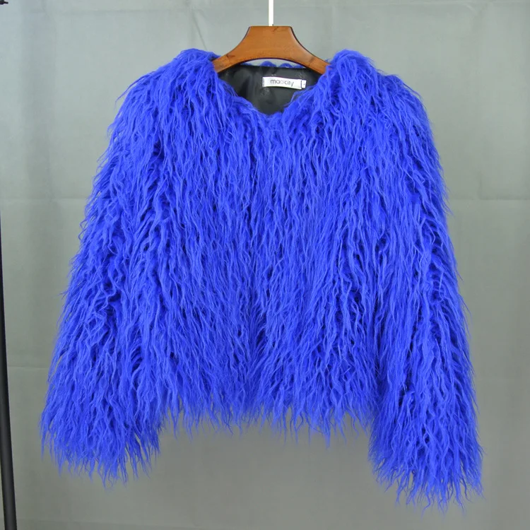 Fluffy Fur Coat Colorful Streetwear Women Faux Fur Jacket Big Size Women Clothing Sheepskin Coat Long Sleeve Chic Short Coat