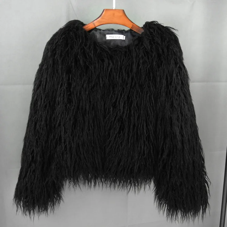 Fluffy Fur Coat Colorful Streetwear Women Faux Fur Jacket Big Size Women Clothing Sheepskin Coat Long Sleeve Chic Short Coat