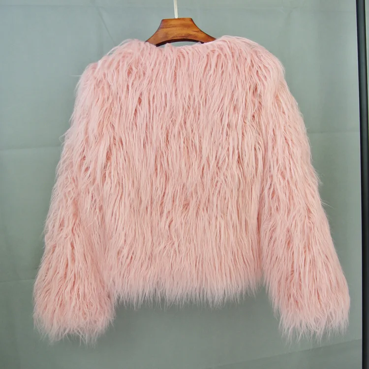 Fluffy Fur Coat Colorful Streetwear Women Faux Fur Jacket Big Size Women Clothing Sheepskin Coat Long Sleeve Chic Short Coat