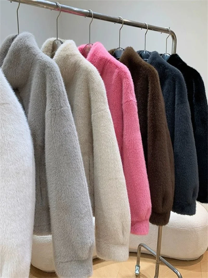 New 2027Fur Jacket Fashion Short Mink Coat High-Quality Mink Fur Coat Women Autumn Winter Temperament Mao Mao Outwear Ladies Top