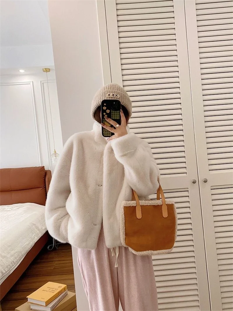 New 2027Fur Jacket Fashion Short Mink Coat High-Quality Mink Fur Coat Women Autumn Winter Temperament Mao Mao Outwear Ladies Top