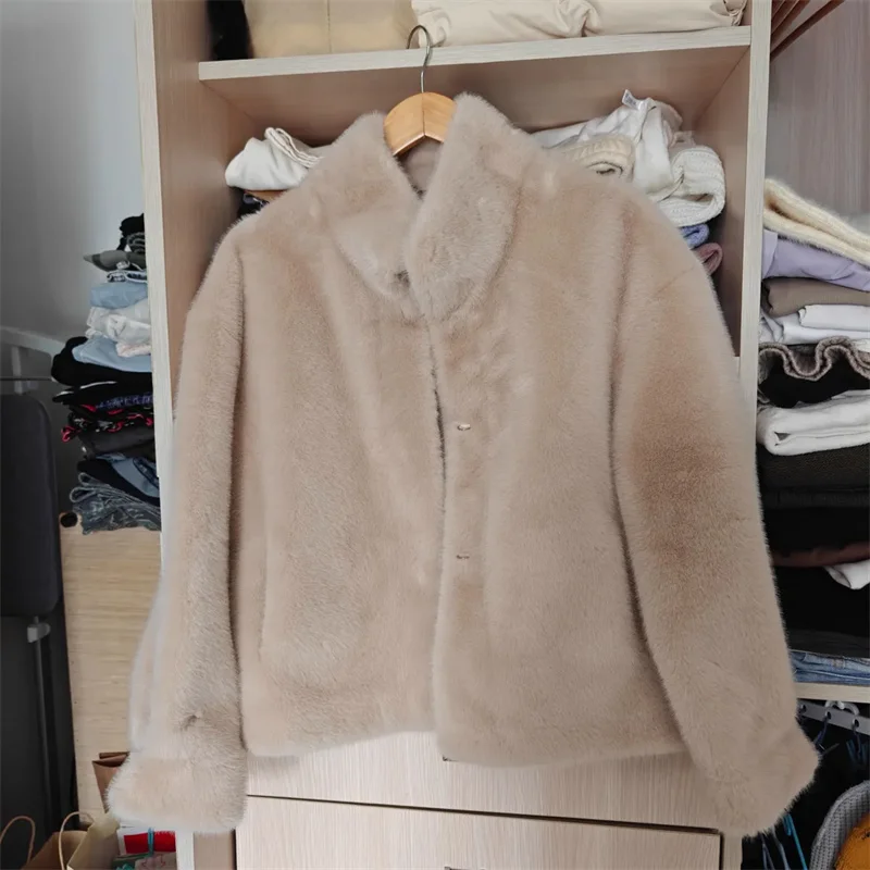 New 2027Fur Jacket Fashion Short Mink Coat High-Quality Mink Fur Coat Women Autumn Winter Temperament Mao Mao Outwear Ladies Top