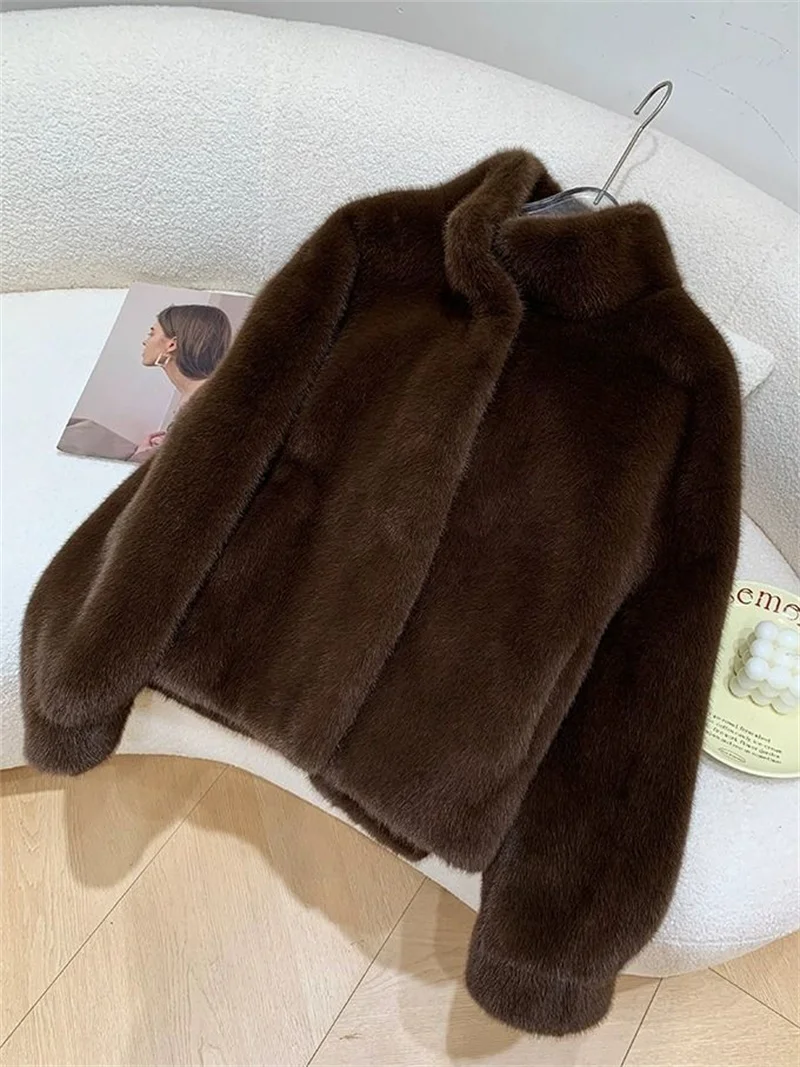 New 2027Fur Jacket Fashion Short Mink Coat High-Quality Mink Fur Coat Women Autumn Winter Temperament Mao Mao Outwear Ladies Top