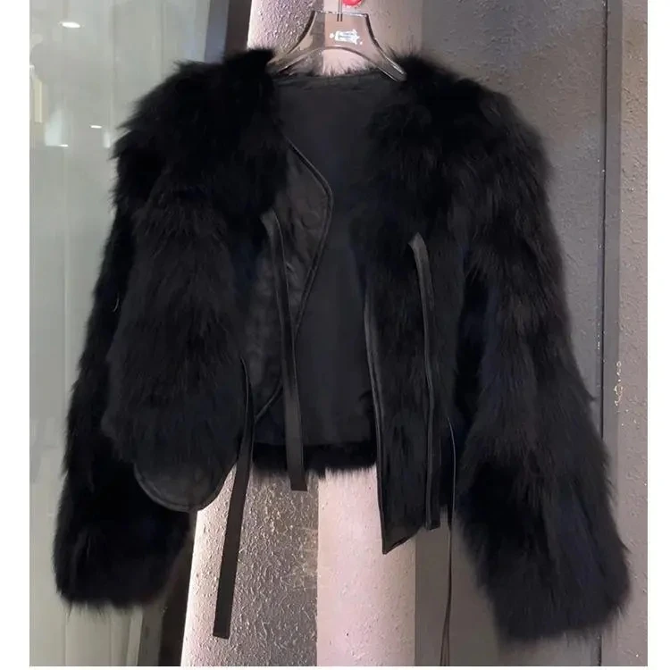 Autumn Winter Women Imitation Fox Fur Coat 2025 New Light Luxury Lace-Up Women'S Fur Coat Top Women Loose Fashion Fur Jacket