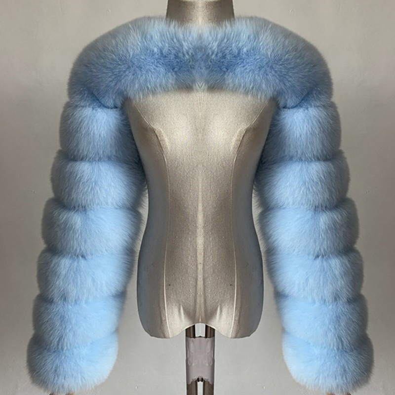 2023 Winter Warm Clothes Pink Black Faux Fur Coat Fluffy Jacket Women Cropped Tops Long Sleeves Winter White Coat Wholesale