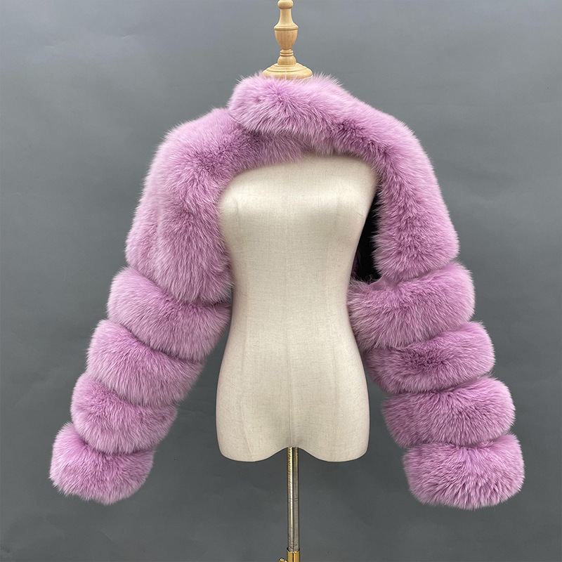 2023 Winter Warm Clothes Pink Black Faux Fur Coat Fluffy Jacket Women Cropped Tops Long Sleeves Winter White Coat Wholesale