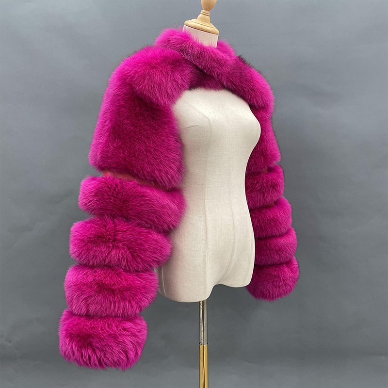 2023 Winter Warm Clothes Pink Black Faux Fur Coat Fluffy Jacket Women Cropped Tops Long Sleeves Winter White Coat Wholesale