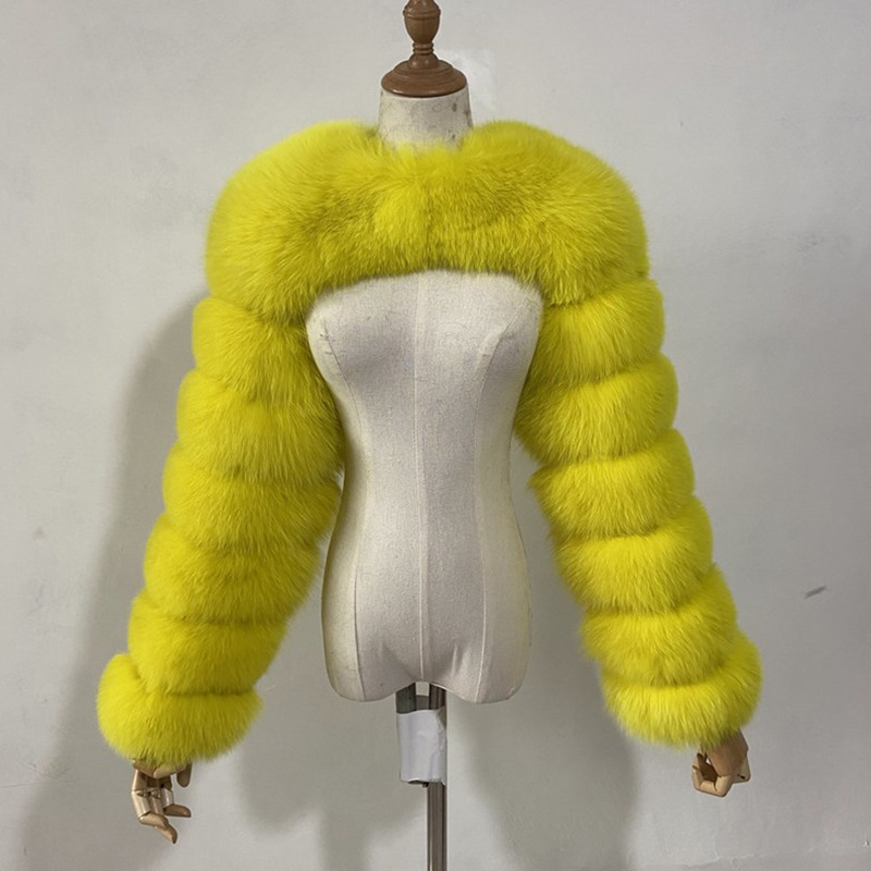 2023 Winter Warm Clothes Pink Black Faux Fur Coat Fluffy Jacket Women Cropped Tops Long Sleeves Winter White Coat Wholesale