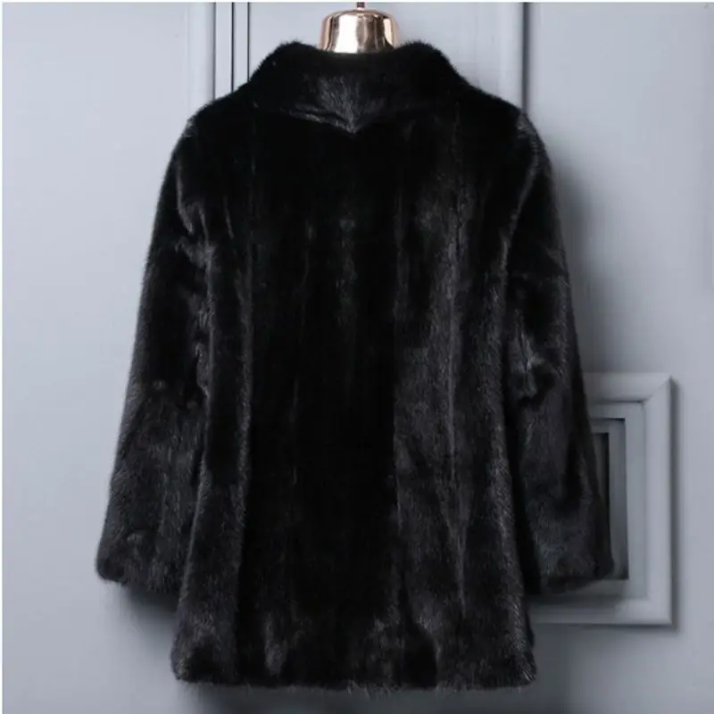 Women's Mink Coat 2027 Winter New Fashion Faux Fur Coat Black Stand Collar Fur Jacket Female Loose Warm Thick Parka Overcoat 9XL