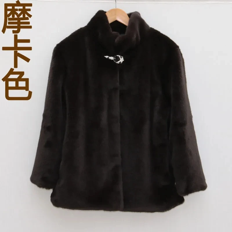 Women's Mink Coat 2027 Winter New Fashion Faux Fur Coat Black Stand Collar Fur Jacket Female Loose Warm Thick Parka Overcoat 9XL