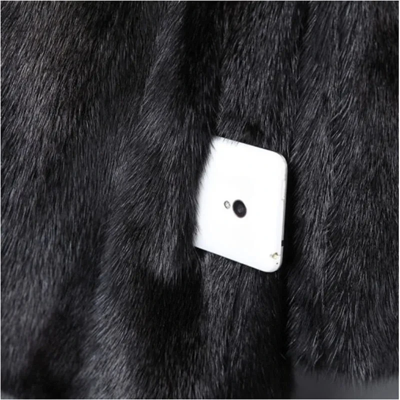 Women's Mink Coat 2027 Winter New Fashion Faux Fur Coat Black Stand Collar Fur Jacket Female Loose Warm Thick Parka Overcoat 9XL