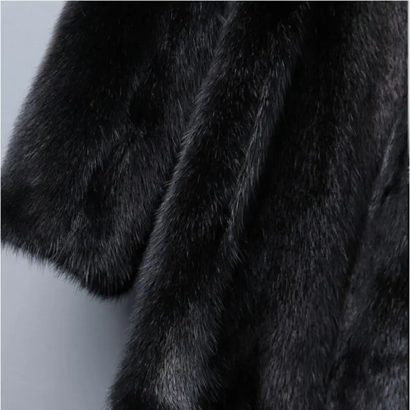 Women's Mink Coat 2027 Winter New Fashion Faux Fur Coat Black Stand Collar Fur Jacket Female Loose Warm Thick Parka Overcoat 9XL