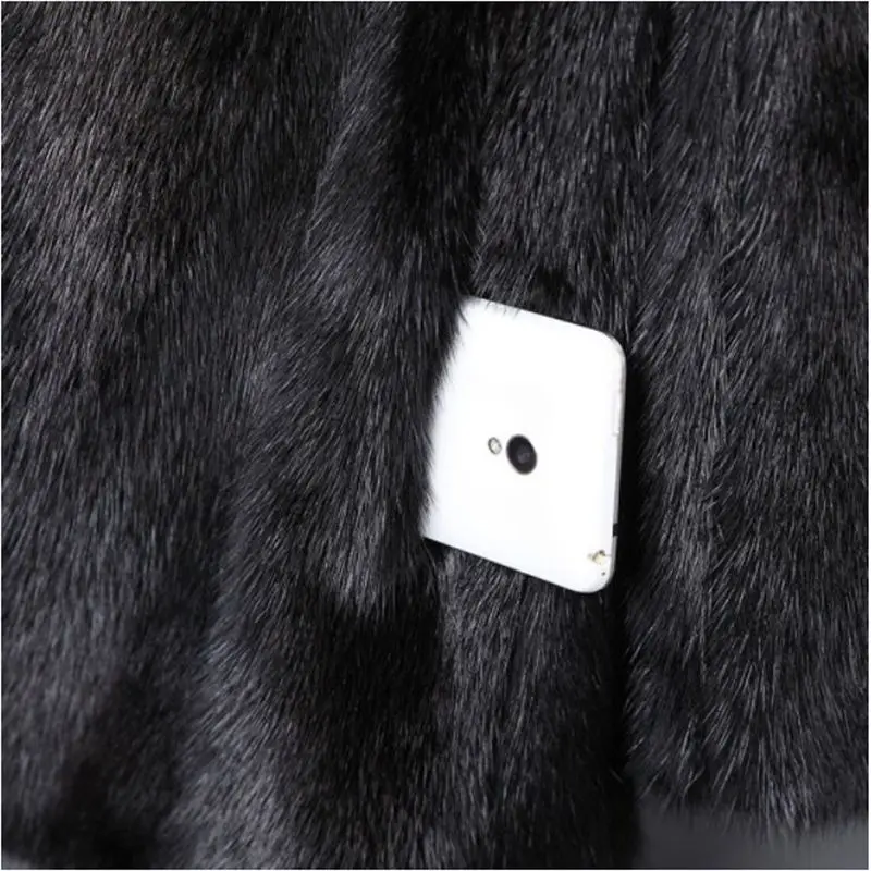 Women's Mink Coat 2027 Winter New Fashion Faux Fur Coat Black Stand Collar Fur Jacket Female Loose Warm Thick Parka Overcoat 9XL