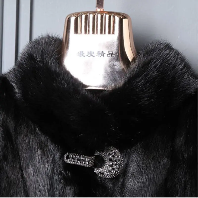 Women's Mink Coat 2027 Winter New Fashion Faux Fur Coat Black Stand Collar Fur Jacket Female Loose Warm Thick Parka Overcoat 9XL
