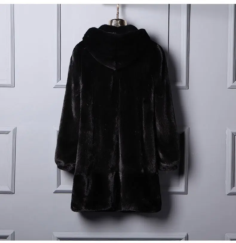 Women's Mink Fur Coat 9XL Thicken Parkas Middle-aged Mother Winter Hooded Mink Overcoat Fashion Warm Long Faux Fur Coats Female