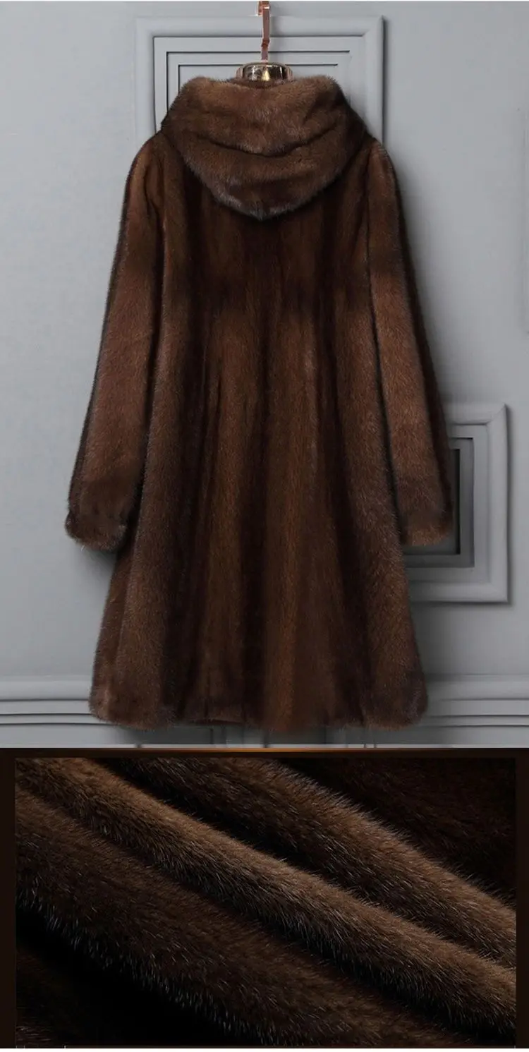 Women's Mink Fur Coat 9XL Thicken Parkas Middle-aged Mother Winter Hooded Mink Overcoat Fashion Warm Long Faux Fur Coats Female
