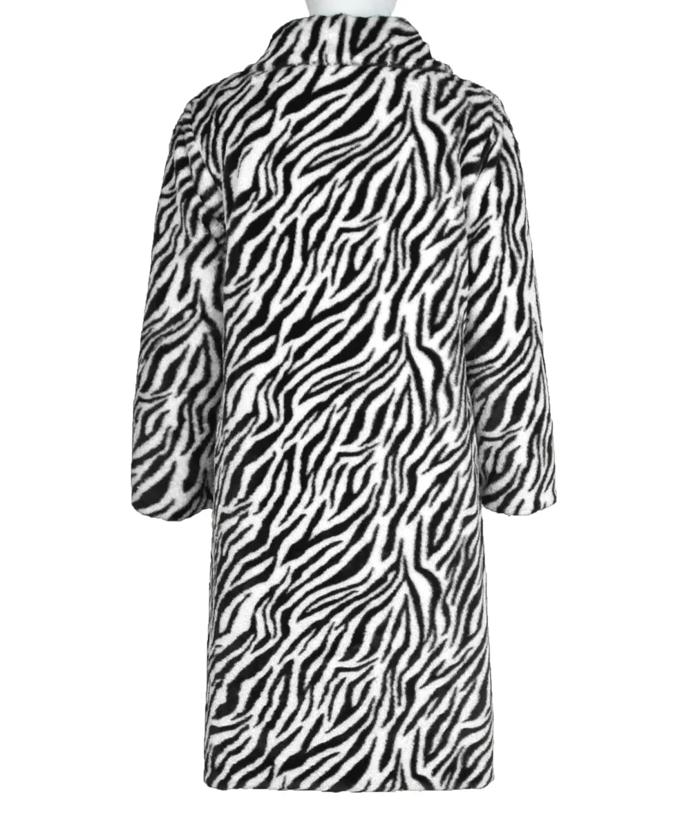 Autumn and Winter New Men's Square Collar Imitation Fur Long Coat Coat Men's Zebra Pattern