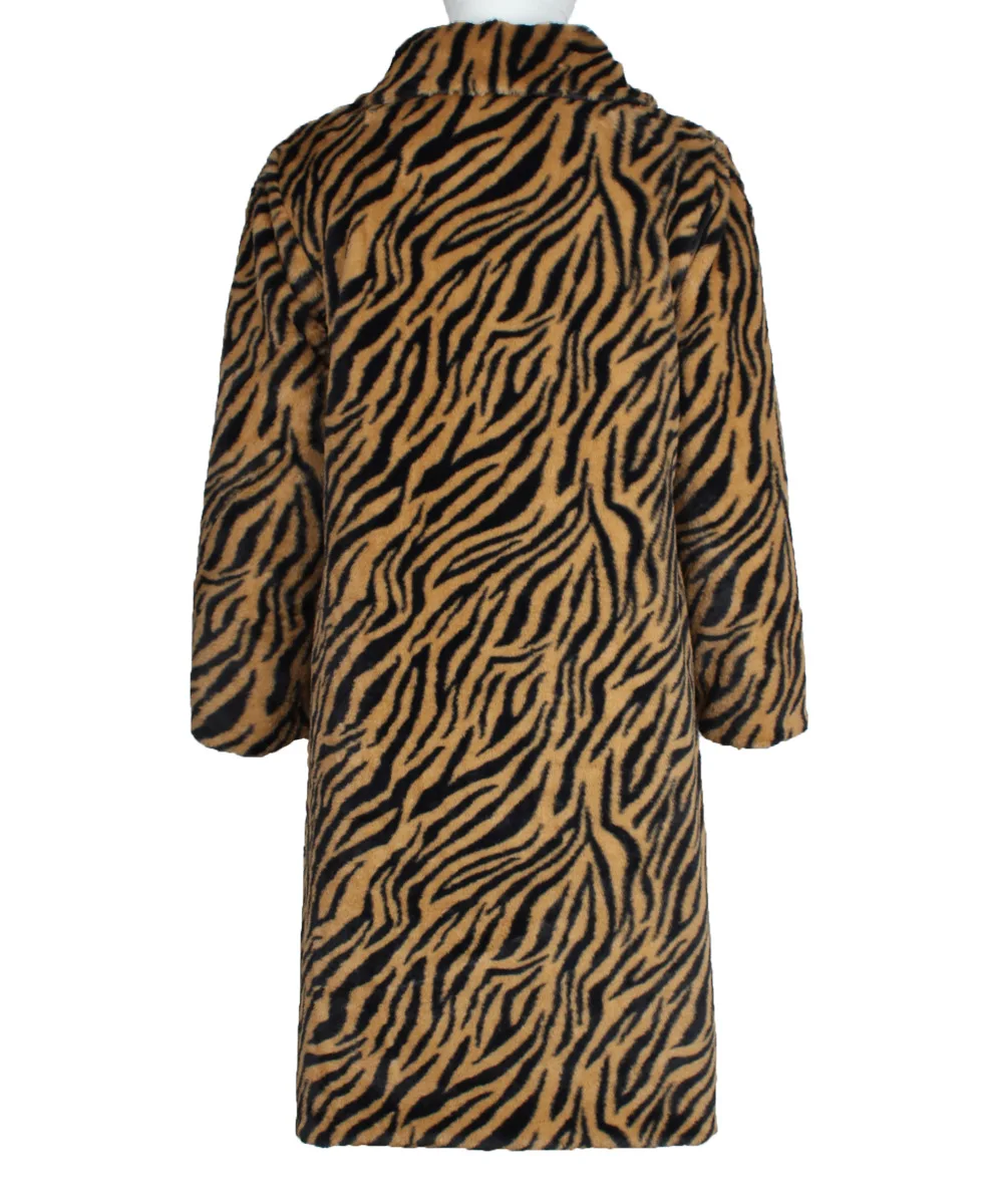 Autumn and Winter New Men's Square Collar Imitation Fur Long Coat Coat Men's Zebra Pattern