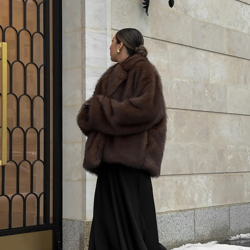 Neo Mint 2024 Winter Faux Fur Coat Women Brand Fashion Fluffy Fox Fur Outerwear Overcoat Girl Street Style Furry Warm Jacket