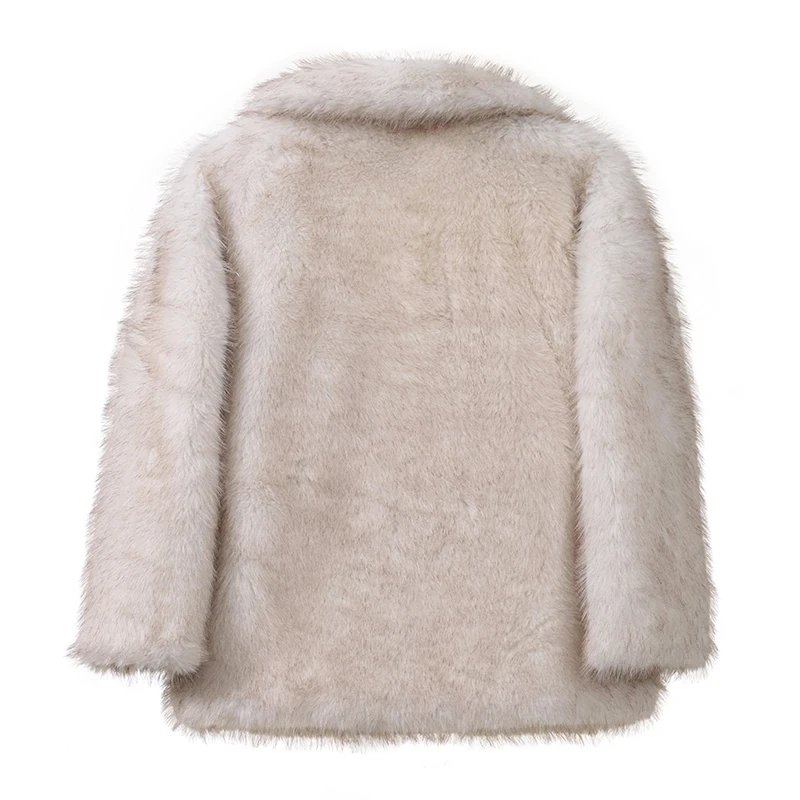 Neo Mint 2024 Winter Faux Fur Coat Women Brand Fashion Fluffy Fox Fur Outerwear Overcoat Girl Street Style Furry Warm Jacket
