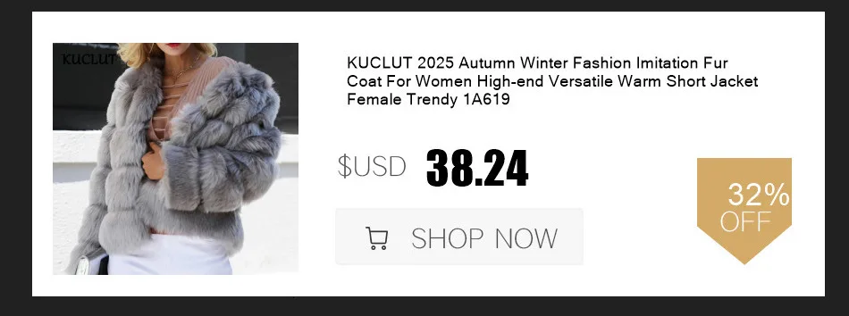 KUCLUT 2025 Winter New Fashion Faux Fox Fur Knitted Coat With Hood For Women High Quality Solid Color Jacket Female 1A1189