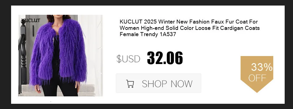 KUCLUT 2025 New Autumn Winter Spliced Contrast Color Faux Fur Coat For Women High Quality Long Sleeve Shawl Jacket Female 1A1142