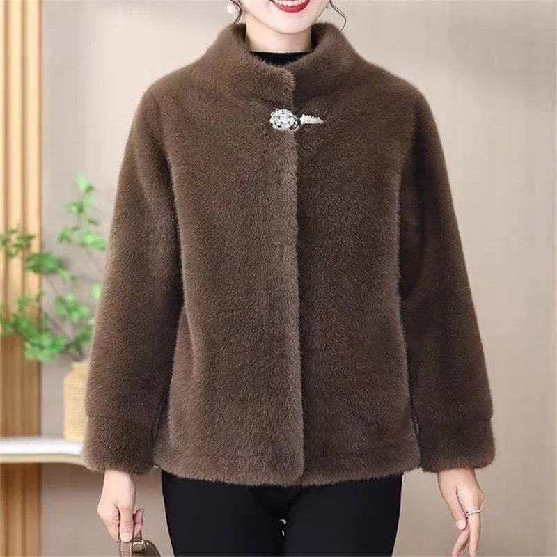 Explosions Fur Coat Women 2025 Autumn Winter New Mink Velvet Jacket Short Fur Integration Outcoat Fashion Overcoat Ladies Tops