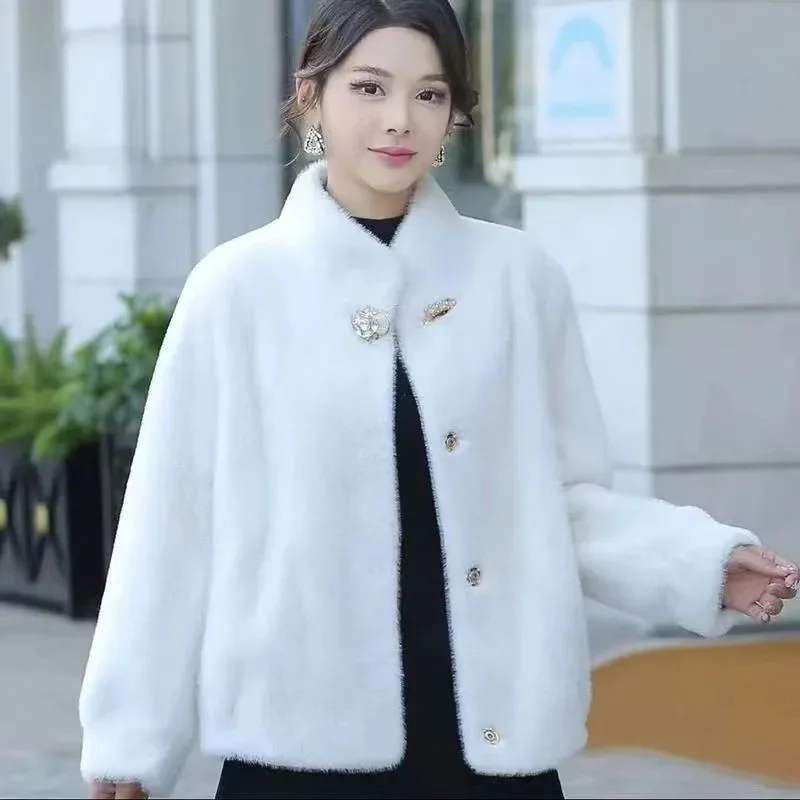 Explosions Fur Coat Women 2025 Autumn Winter New Mink Velvet Jacket Short Fur Integration Outcoat Fashion Overcoat Ladies Tops