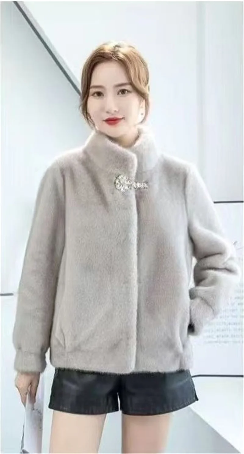 Explosions Fur Coat Women 2025 Autumn Winter New Mink Velvet Jacket Short Fur Integration Outcoat Fashion Overcoat Ladies Tops