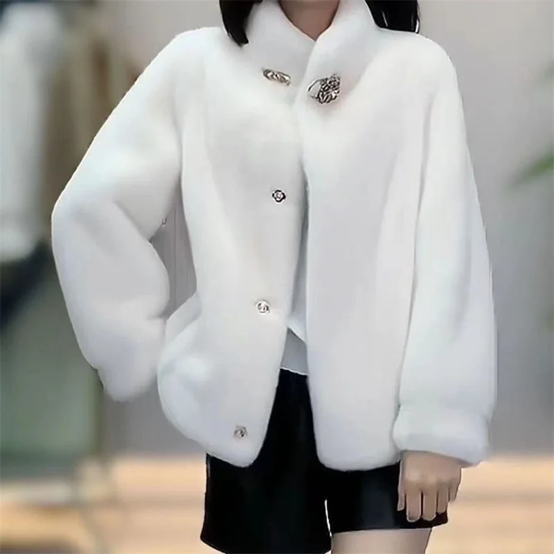 Explosions Fur Coat Women 2025 Autumn Winter New Mink Velvet Jacket Short Fur Integration Outcoat Fashion Overcoat Ladies Tops