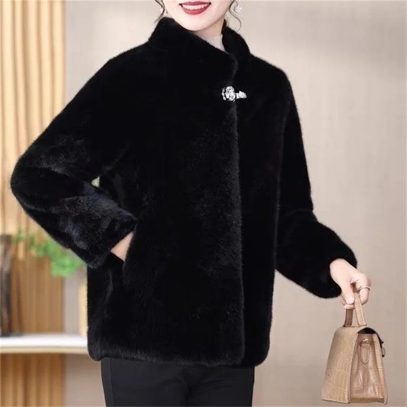 Explosions Fur Coat Women 2025 Autumn Winter New Mink Velvet Jacket Short Fur Integration Outcoat Fashion Overcoat Ladies Tops