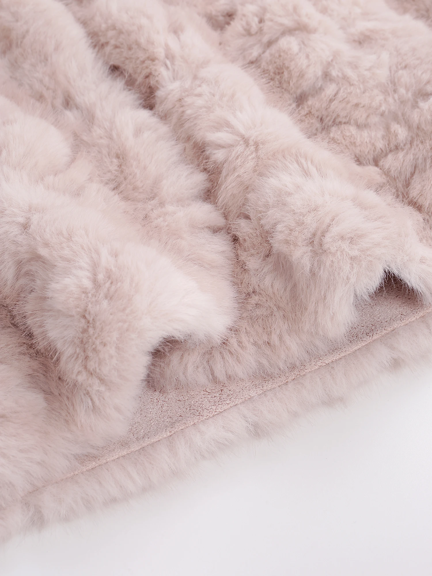 XIAOGULI Women Soft Pink Cropped Faux Fur Jacket Winter Coat Round Neck Korean Style Fluffy Plush Warm Casual Short Outerwear