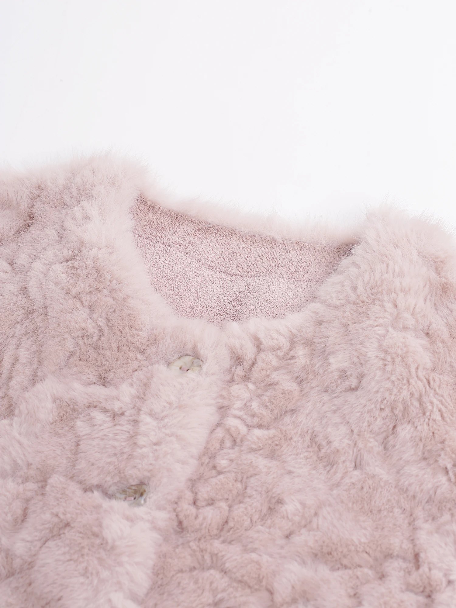 XIAOGULI Women Soft Pink Cropped Faux Fur Jacket Winter Coat Round Neck Korean Style Fluffy Plush Warm Casual Short Outerwear