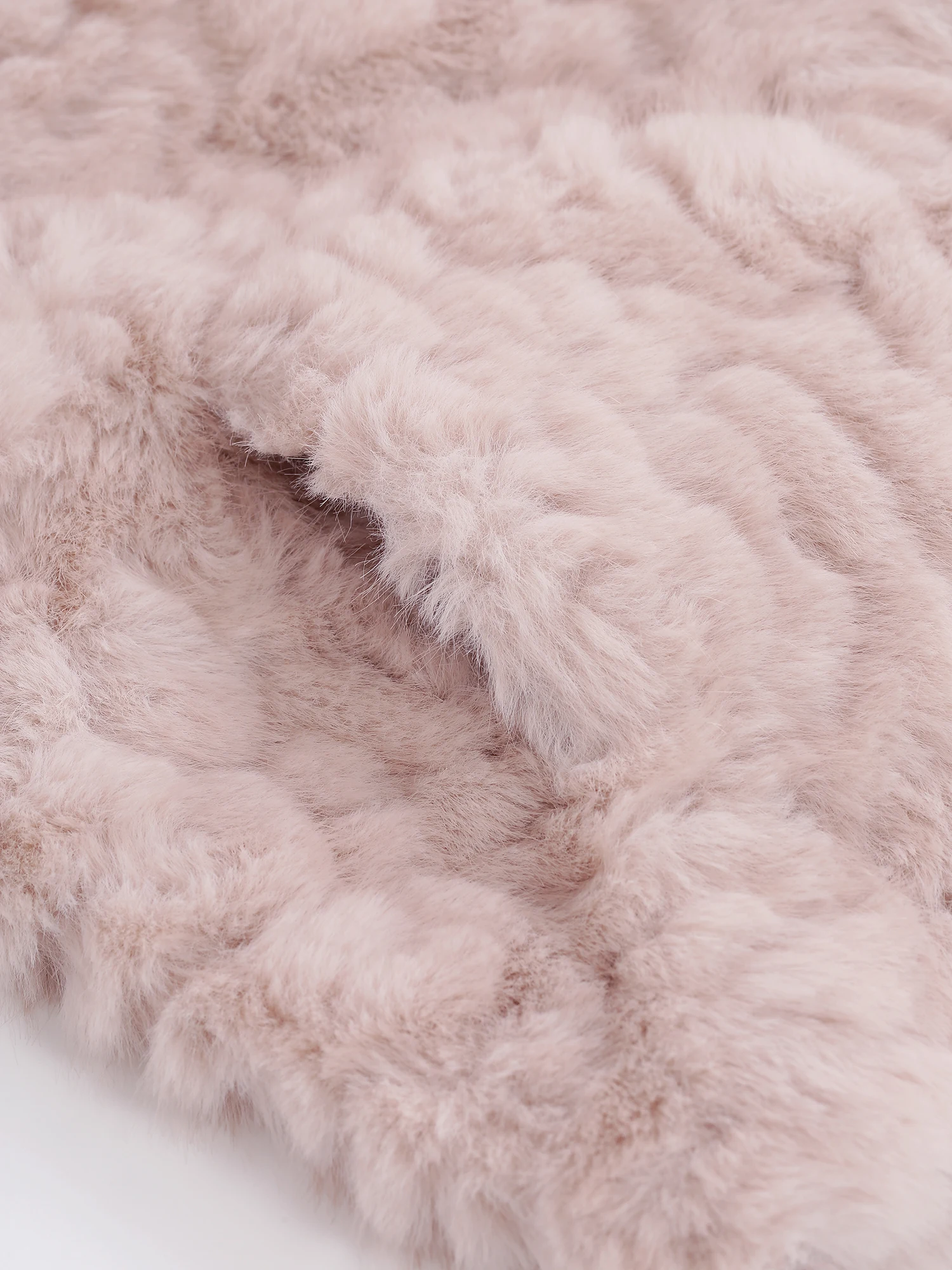 XIAOGULI Women Soft Pink Cropped Faux Fur Jacket Winter Coat Round Neck Korean Style Fluffy Plush Warm Casual Short Outerwear